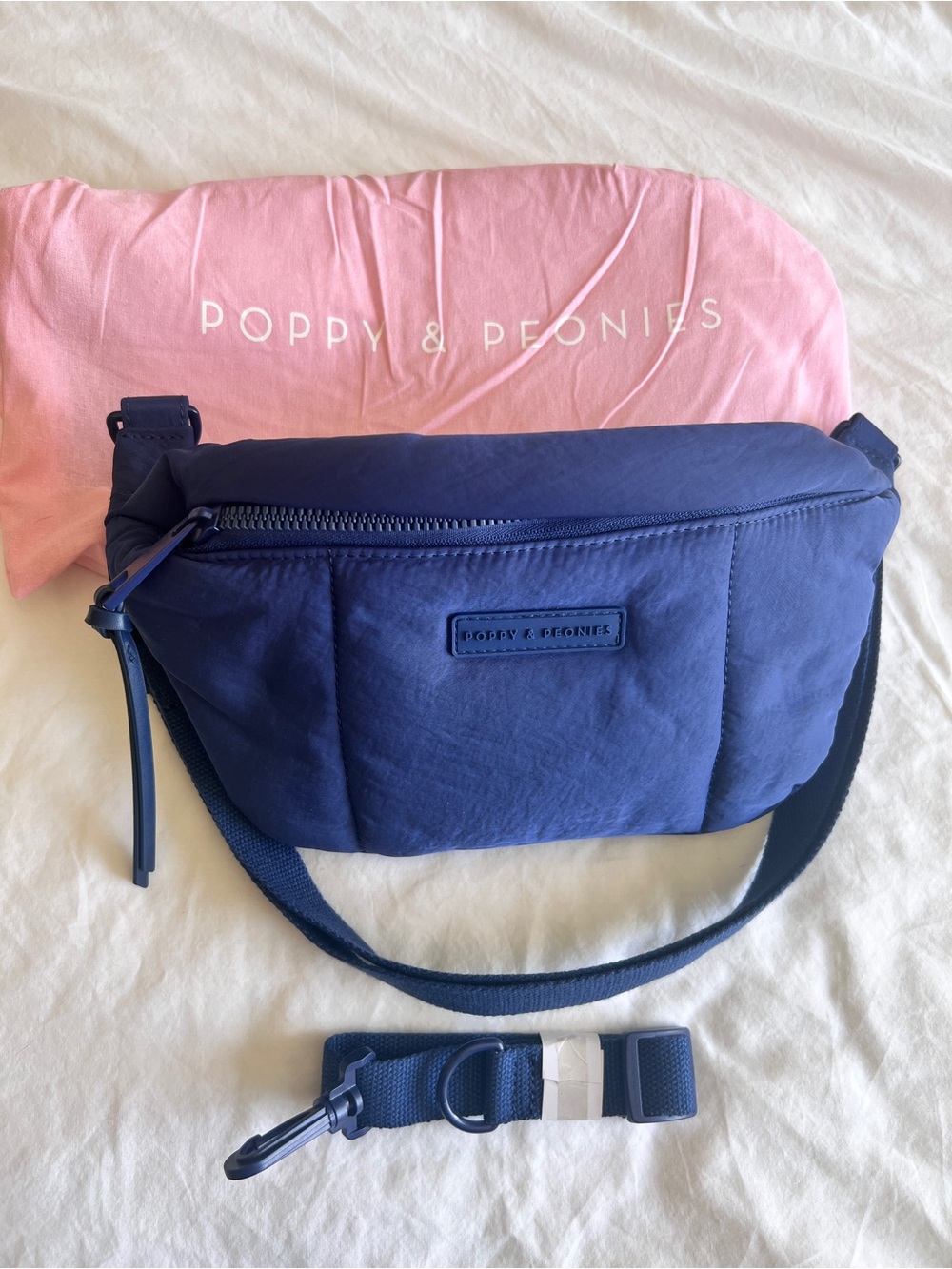 Poppy & Peonies Navy Nylon Quilted Sidekick
